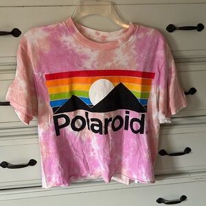 Pink tie dye Polaroid crop top